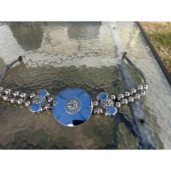 Metal Rings Belt with Medallion Country Boho Tribal 30 - 36 waist - Picture 1 of 4